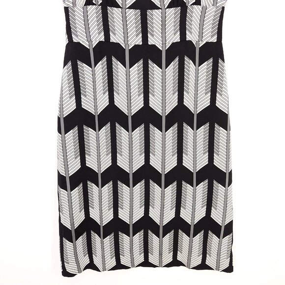 Tory Burch 100% Silk Dress Sleeveless A-Line Ruffle Top Size 2 Chevron Gray - Picture 4 of 13